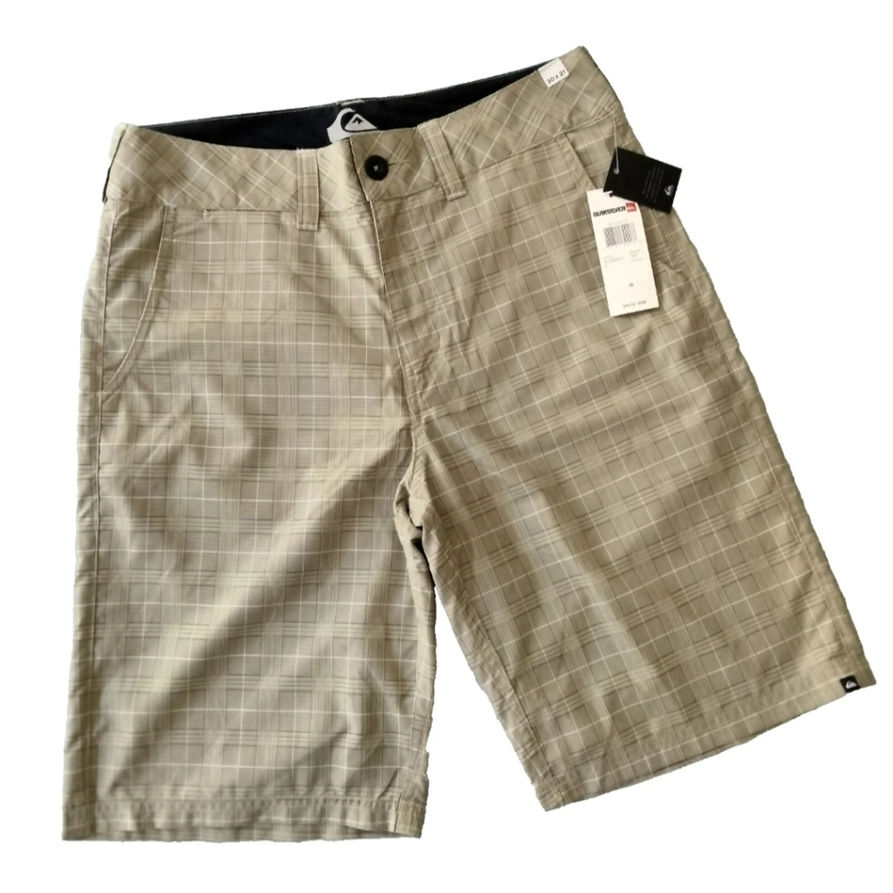 Quiksilver Men's Amfibians Collection Beige Plaid Hybrid Shorts Size 30 x 21 NWT